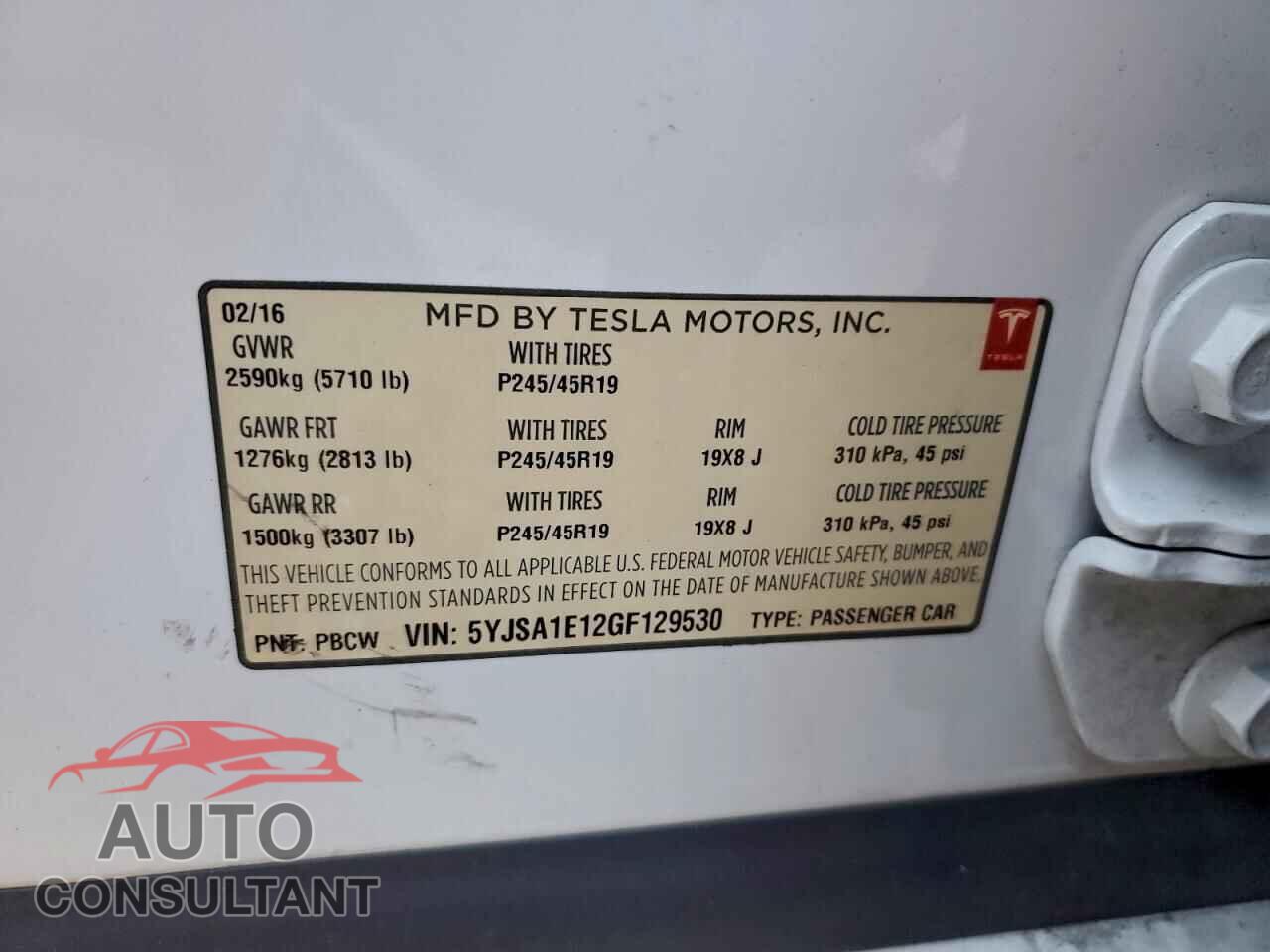 TESLA MODEL S 2016 - 5YJSA1E12GF129530