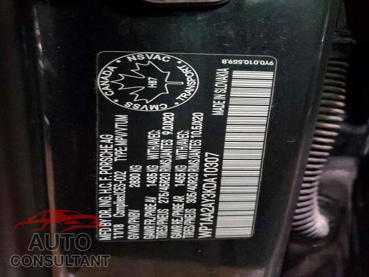 PORSCHE CAYENNE 2019 - WP1AA2AY3KDA10307
