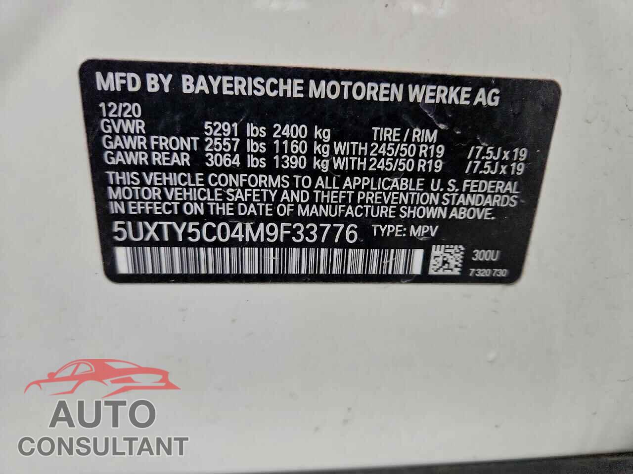 BMW X3 2021 - 5UXTY5C04M9F33776