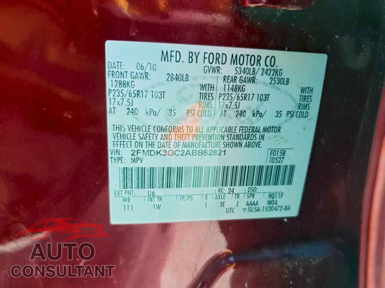 FORD EDGE 2010 - 2FMDK3GC2ABB62821