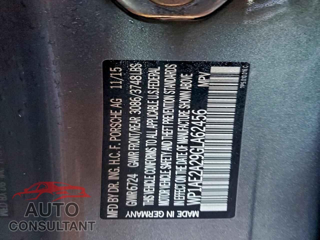 PORSCHE CAYENNE 2016 - WP1AE2A29GLA62456