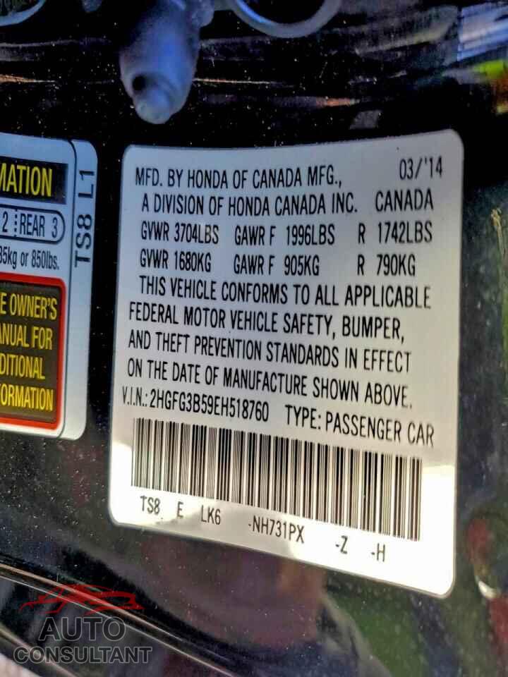 HONDA CIVIC 2014 - 2HGFG3B59EH518760