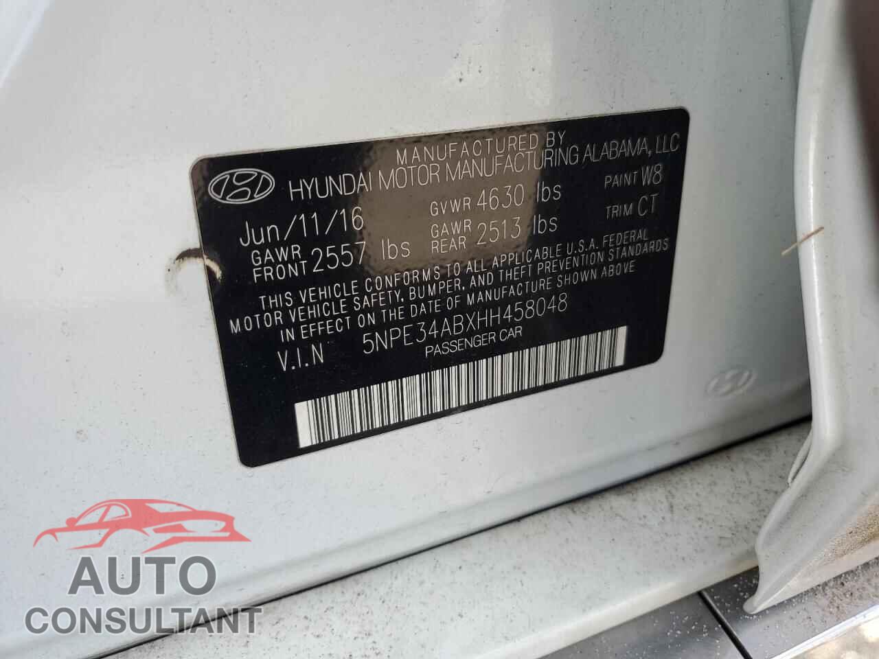 HYUNDAI SONATA 2017 - 5NPE34ABXHH458048