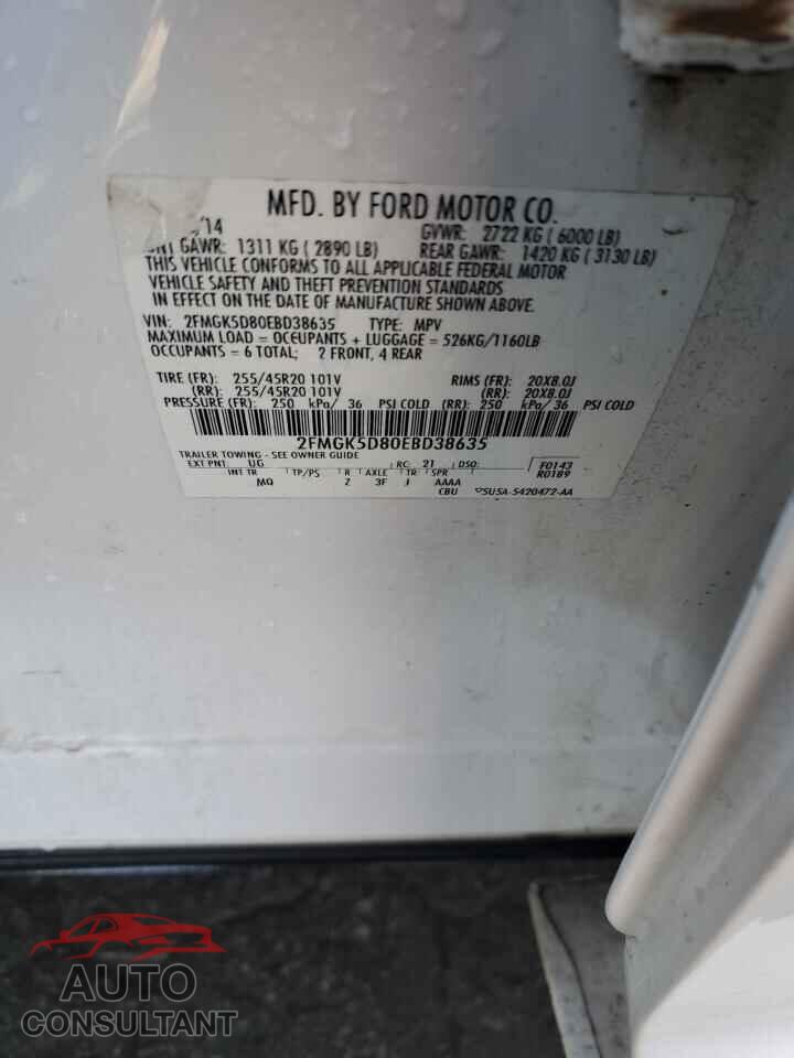 FORD FLEX 2014 - 2FMGK5D80EBD38635