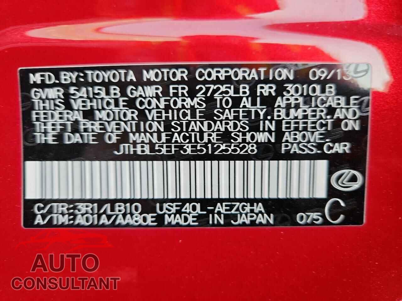 LEXUS LS460 2014 - JTHBL5EF3E5125528
