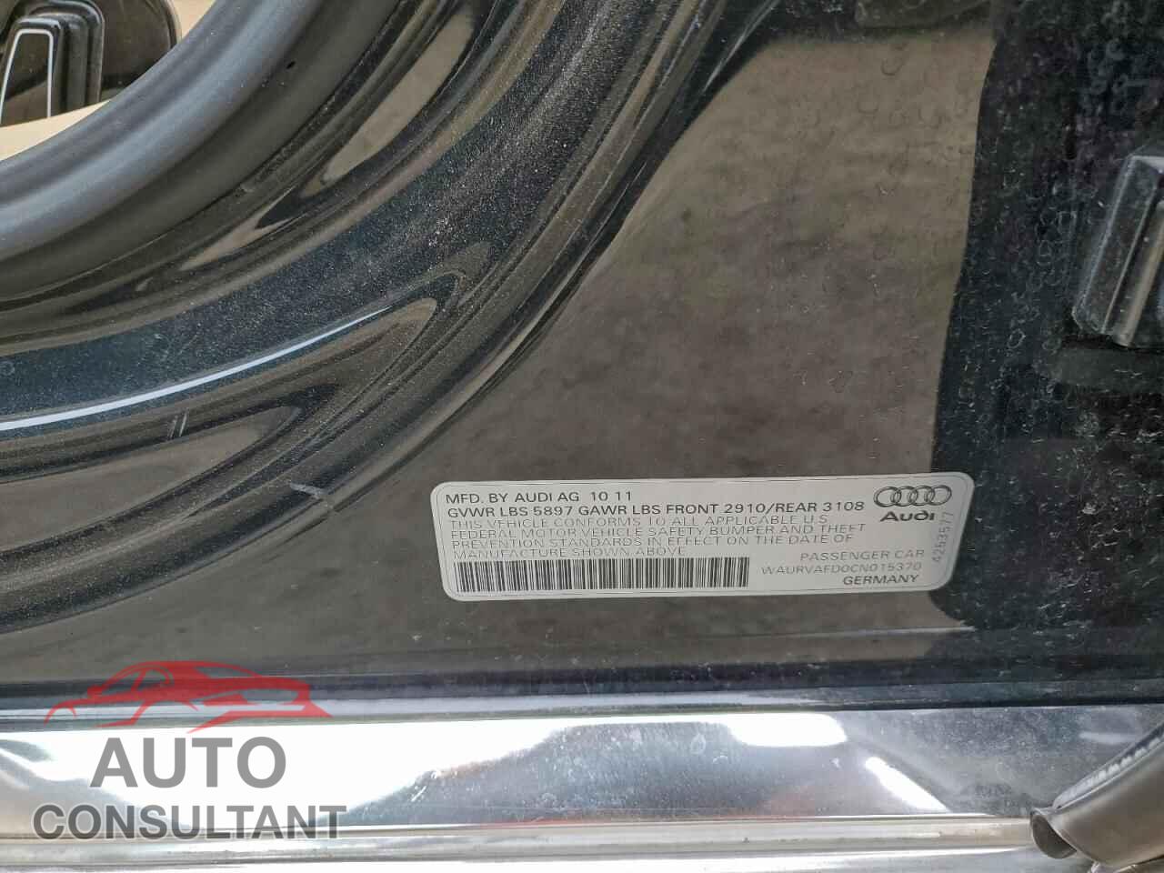 AUDI A8 2012 - WAURVAFD0CN015370