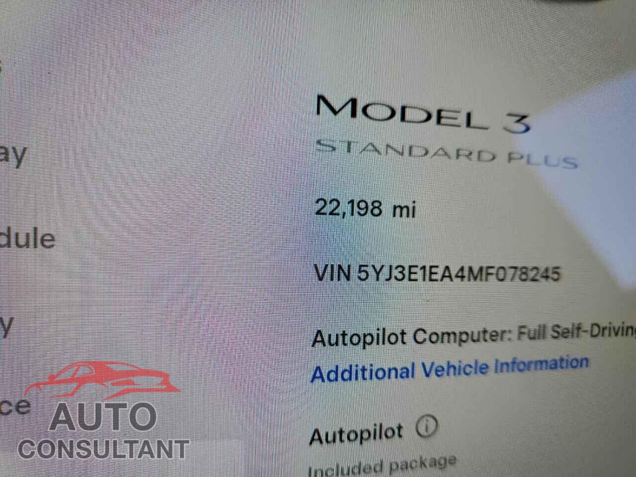 TESLA MODEL 3 2021 - 5YJ3E1EA4MF078245