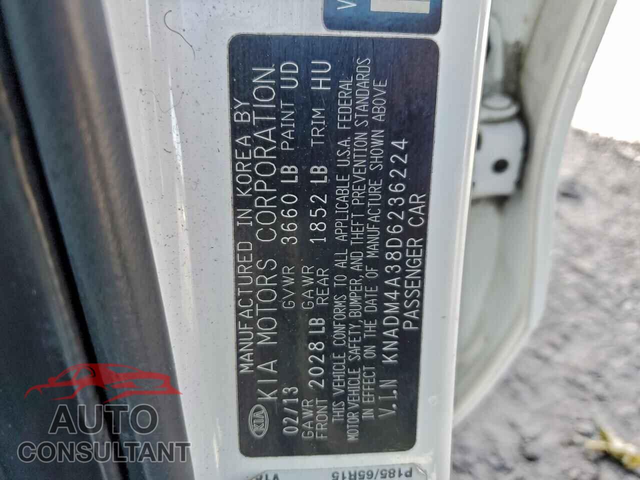 KIA RIO 2013 - KNADM4A38D6236224
