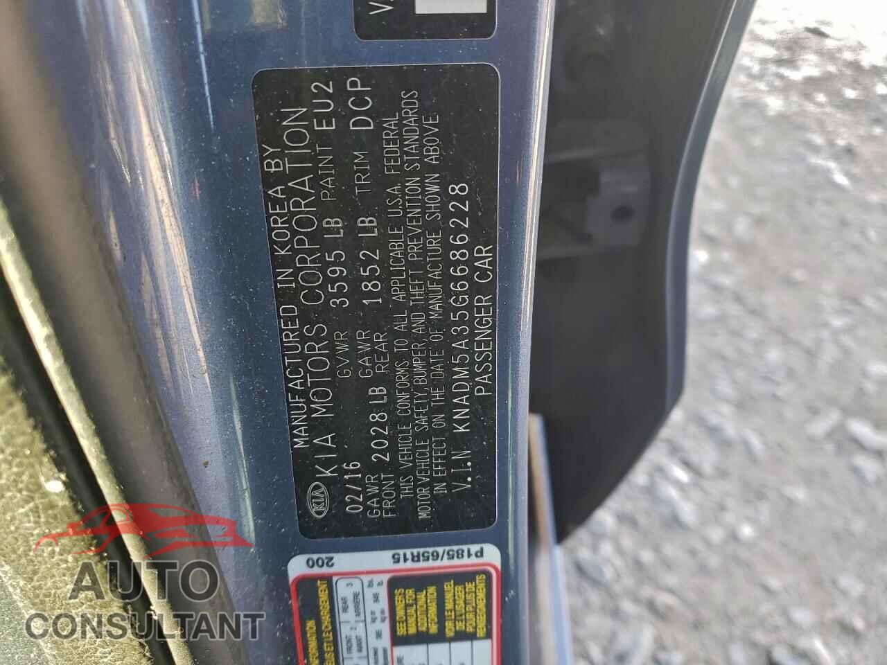 KIA RIO 2016 - KNADM5A35G6686228