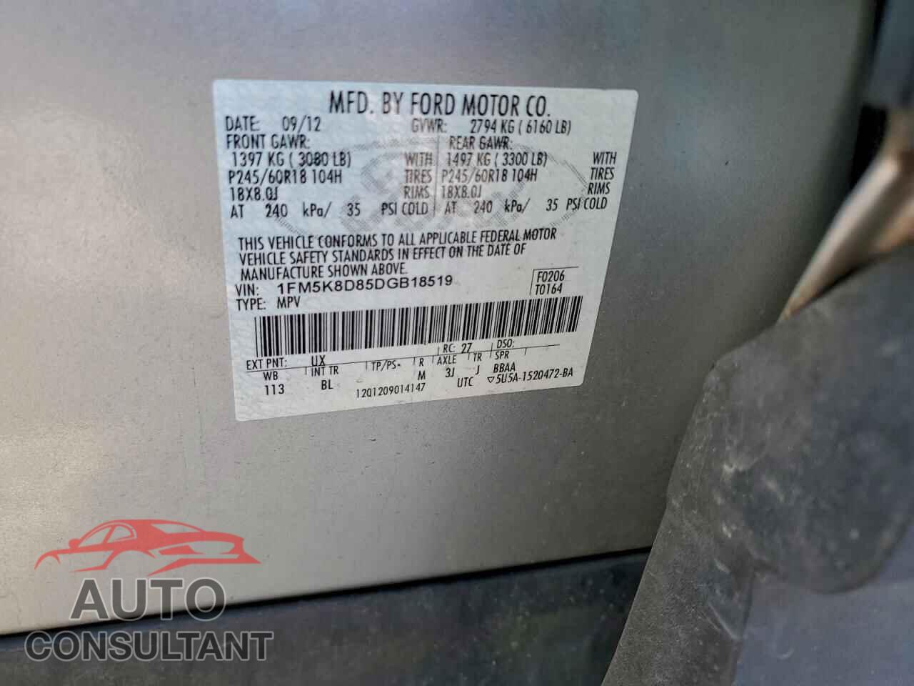 FORD EXPLORER 2013 - 1FM5K8D85DGB18519