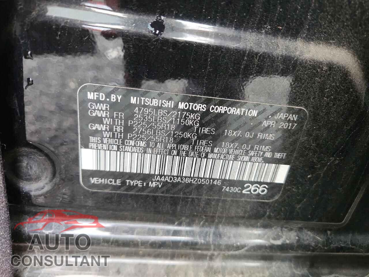 MITSUBISHI OUTLANDER 2017 - JA4AD3A36HZ050146