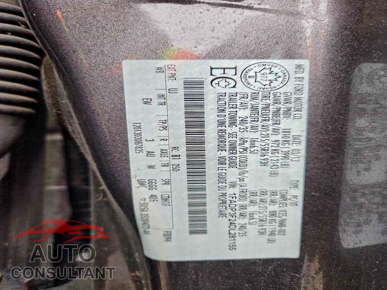 FORD FOCUS 2013 - 1FADP3F24DL281155