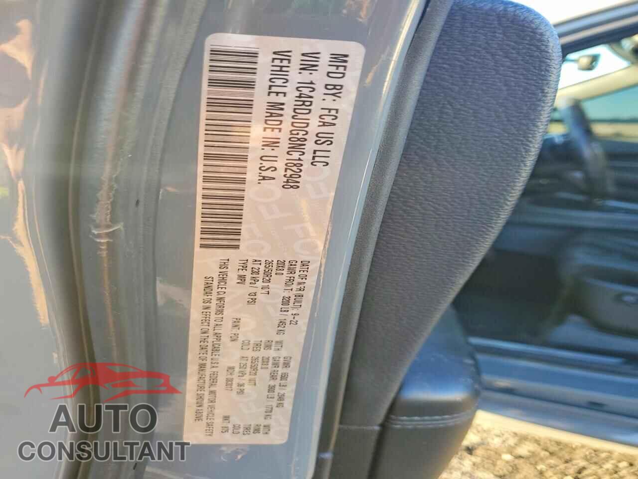 DODGE DURANGO 2022 - 1C4RDJDG8NC182948