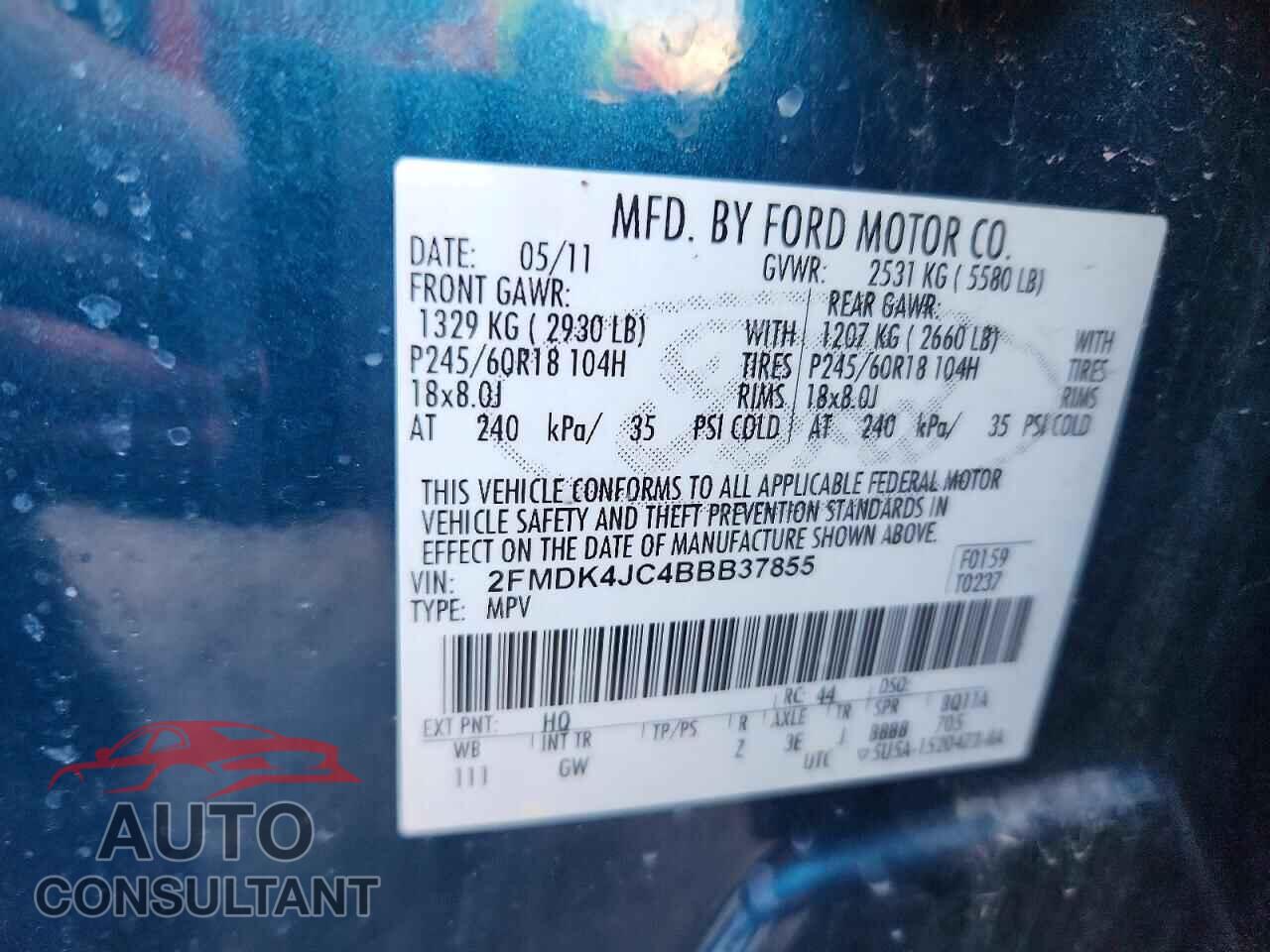 FORD EDGE 2011 - 2FMDK4JC4BBB37855