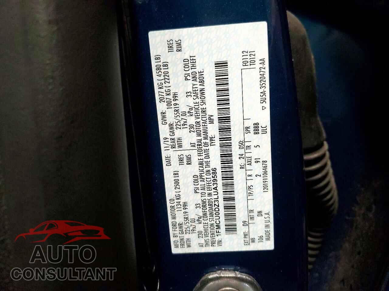 FORD ESCAPE 2020 - 1FMCU0DZ3LUA39586