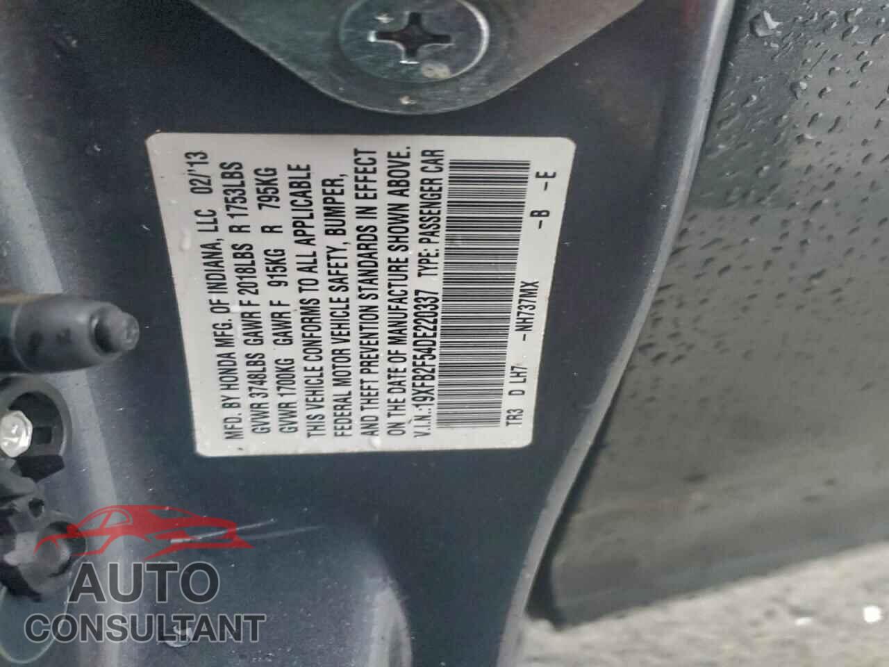 HONDA CIVIC 2013 - 19XFB2F54DE220337