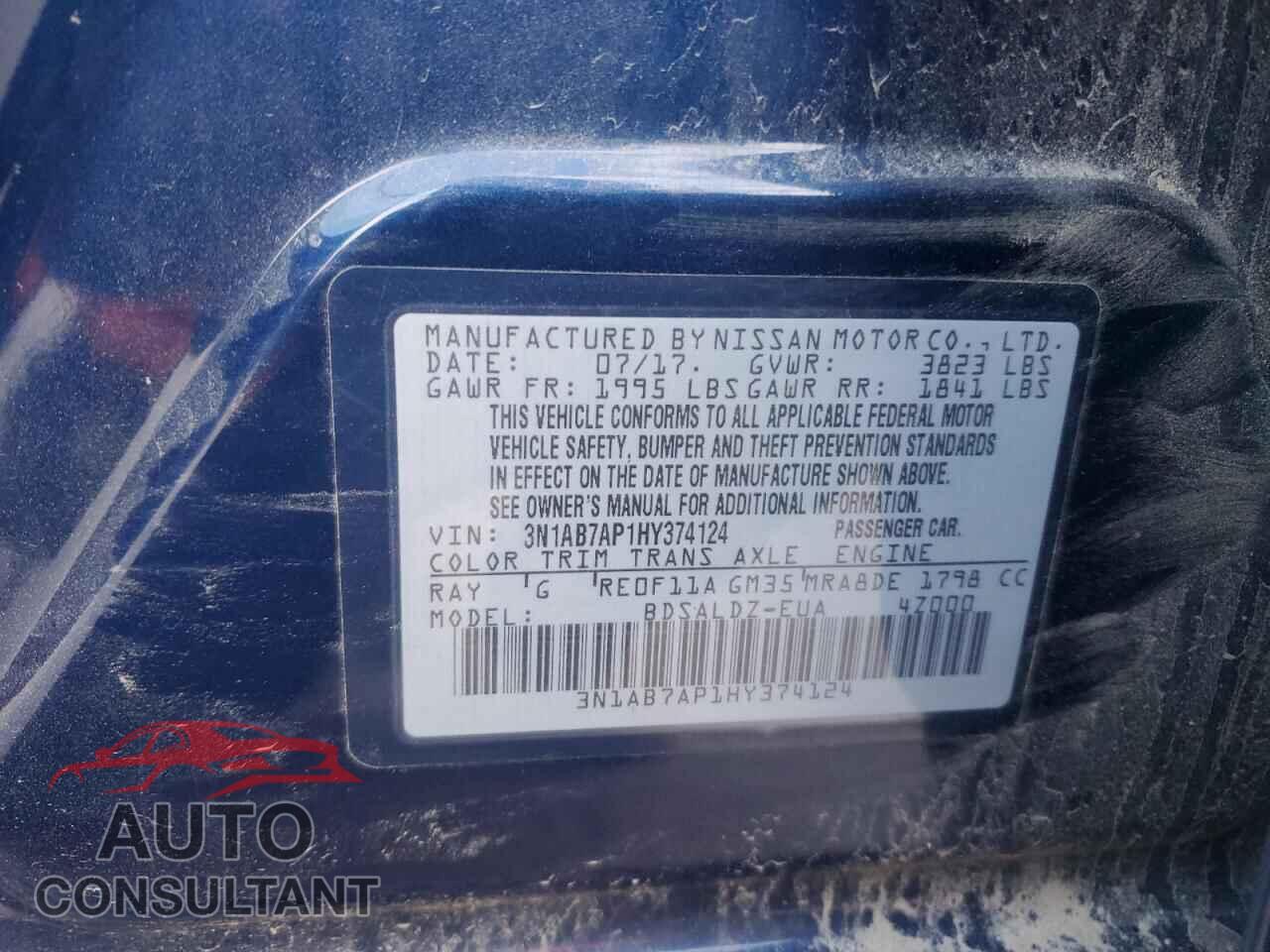 NISSAN SENTRA 2017 - 3N1AB7AP1HY374124