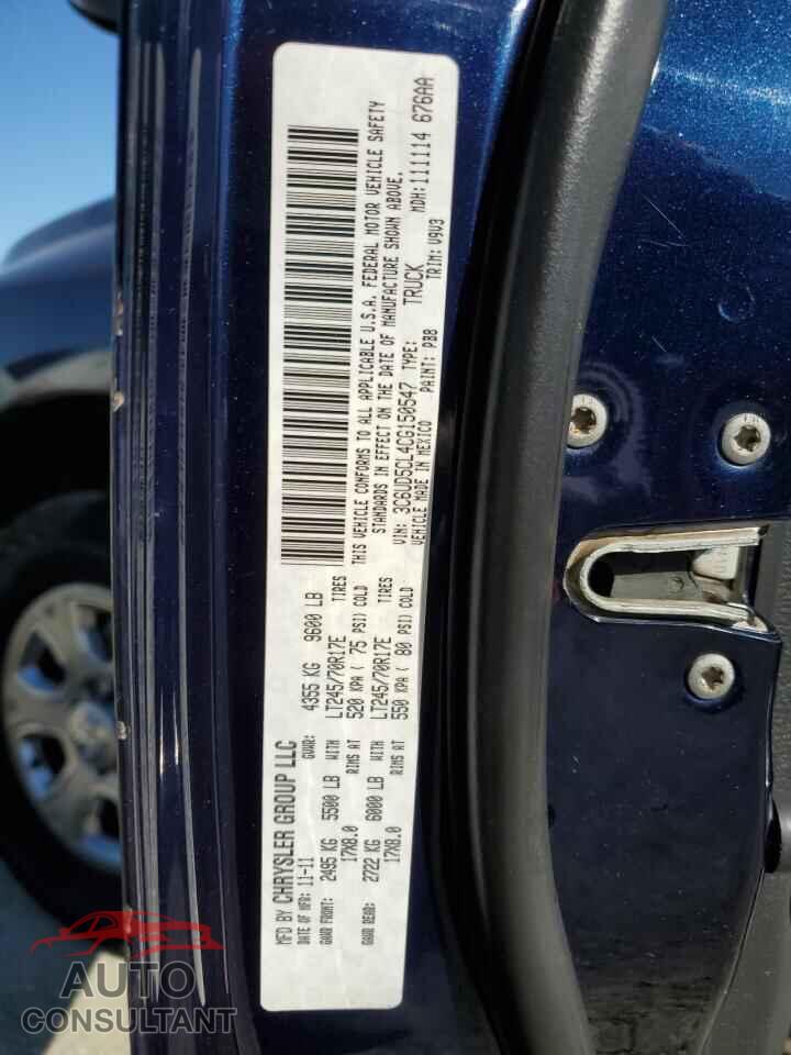 DODGE RAM 2500 2012 - 3C6UD5CL4CG150547