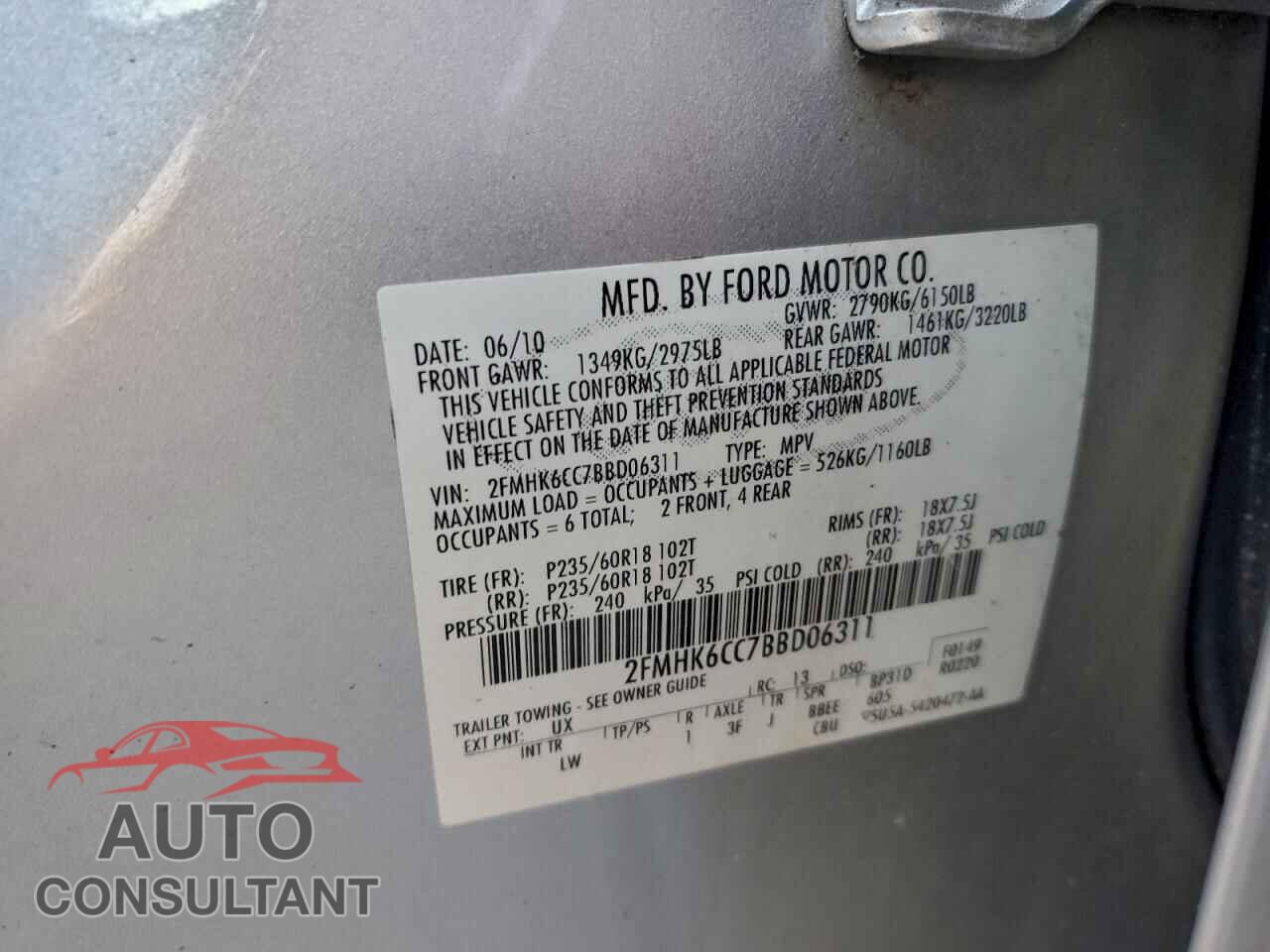 FORD FLEX 2011 - 2FMHK6CC7BBD06311