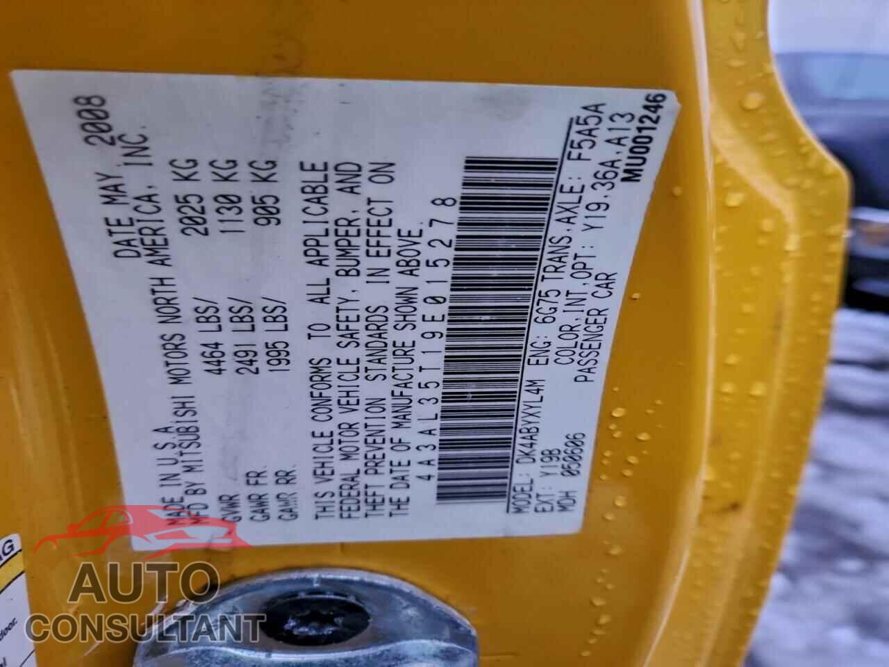 MITSUBISHI ECLIPSE 2009 - 4A3AL35T19E015278