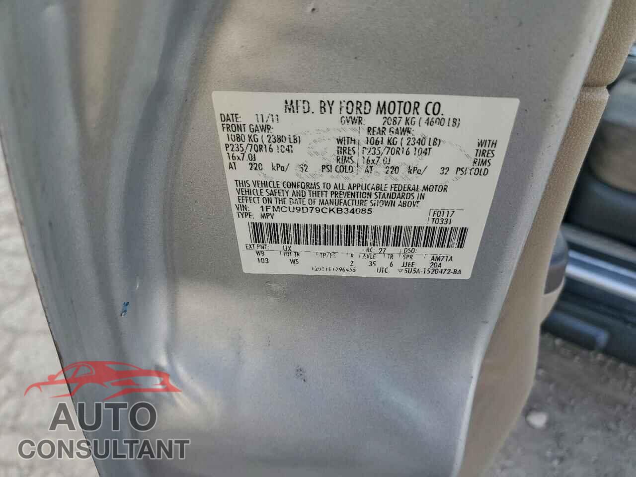 FORD ESCAPE 2012 - 1FMCU9D79CKB34085