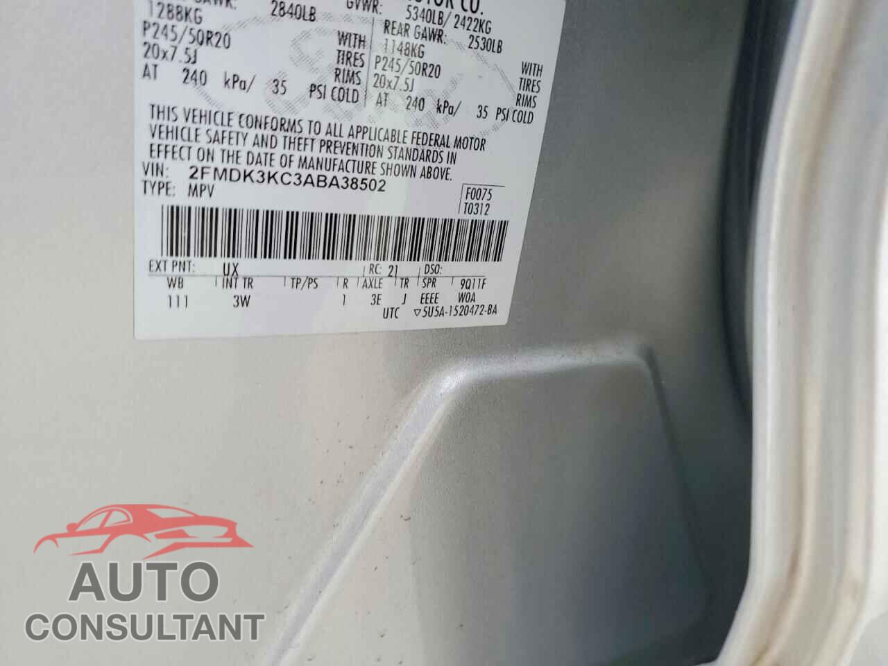 FORD EDGE 2010 - 2FMDK3KC3ABA38502