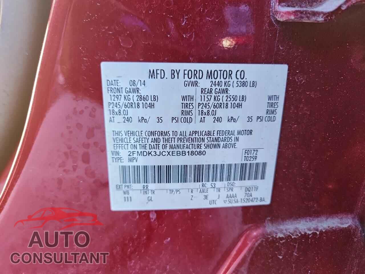 FORD EDGE 2014 - 2FMDK3JCXEBB18080