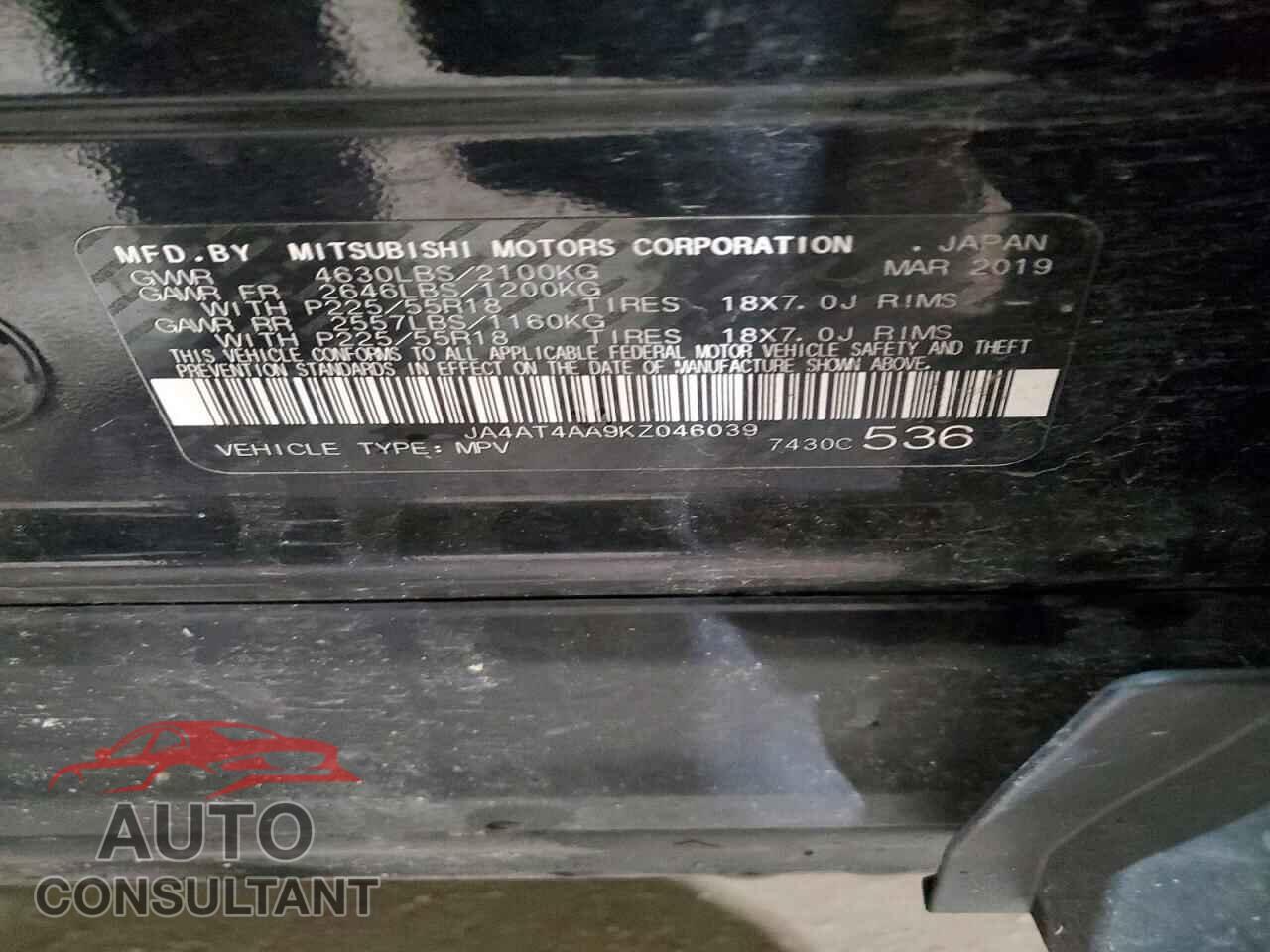 MITSUBISHI ECLIPSE 2019 - JA4AT4AA9KZ046039