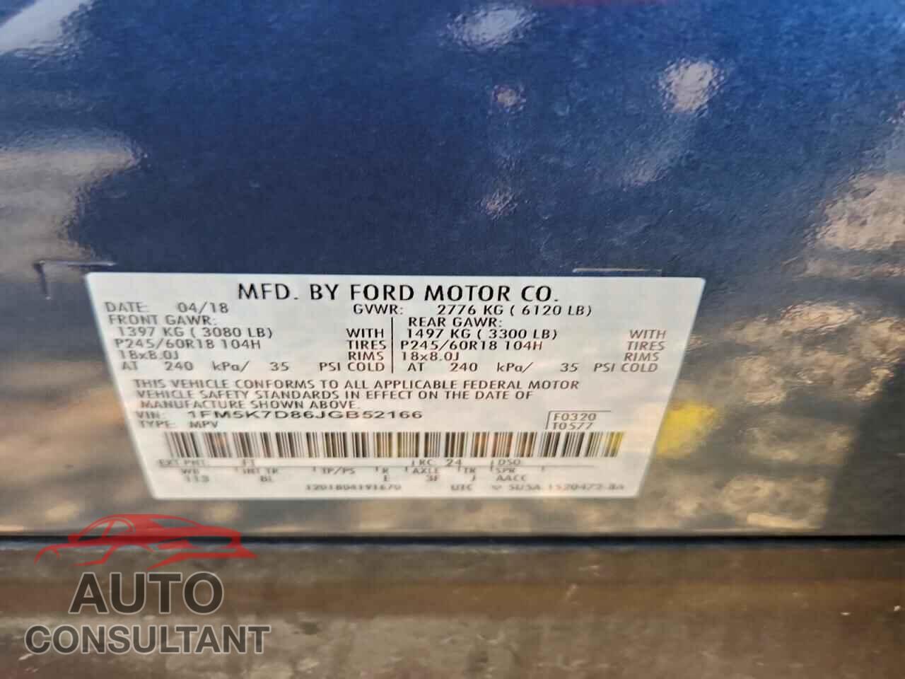FORD EXPLORER 2018 - 1FM5K7D86JGB52166