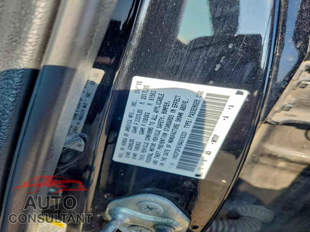 HONDA ACCORD 2011 - 1HGCP2F61BA016321