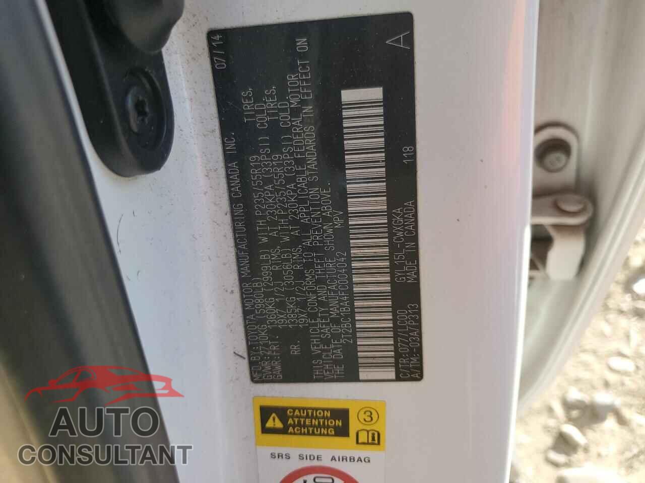 LEXUS RX450 2015 - 2T2BC1BA4FC004042