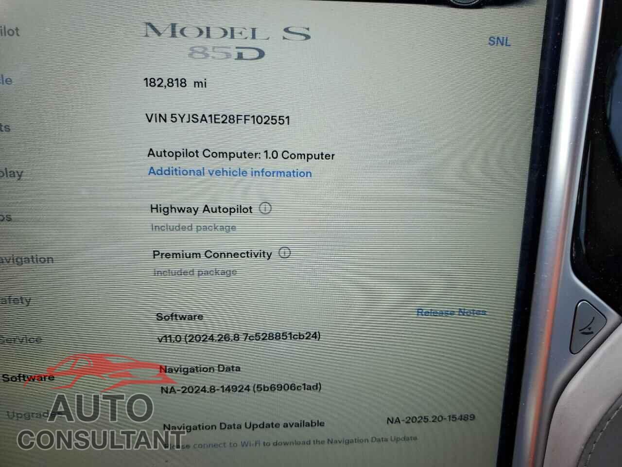 TESLA MODEL S 2015 - 5YJSA1E28FF102551
