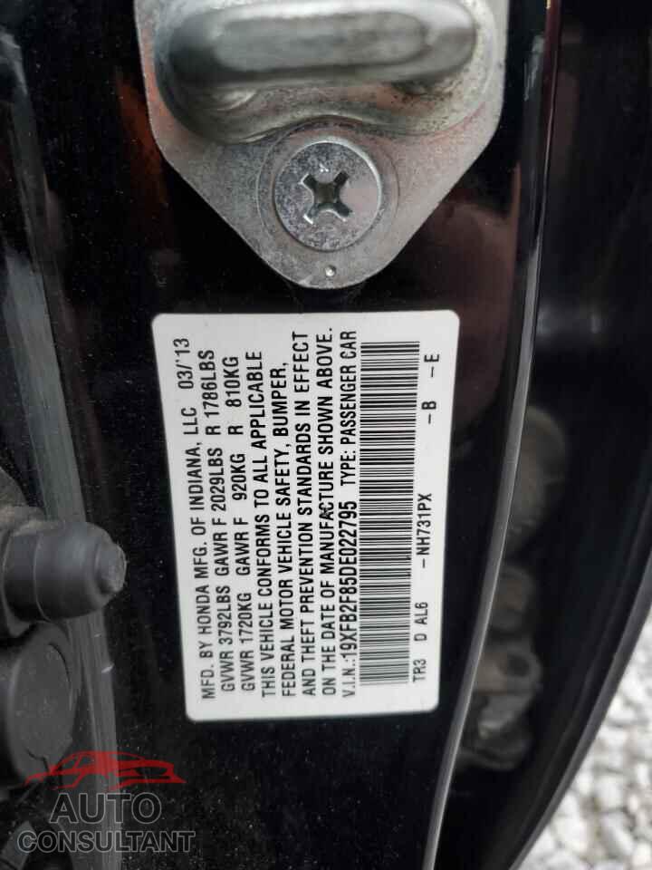 HONDA CIVIC 2013 - 19XFB2F85DE022795