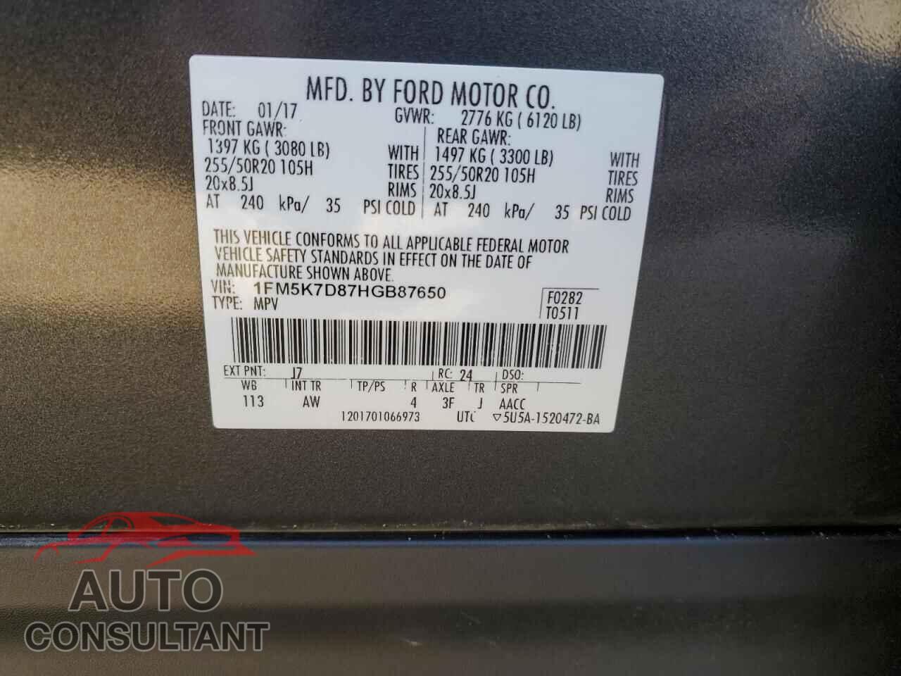 FORD EXPLORER 2017 - 1FM5K7D87HGB87650