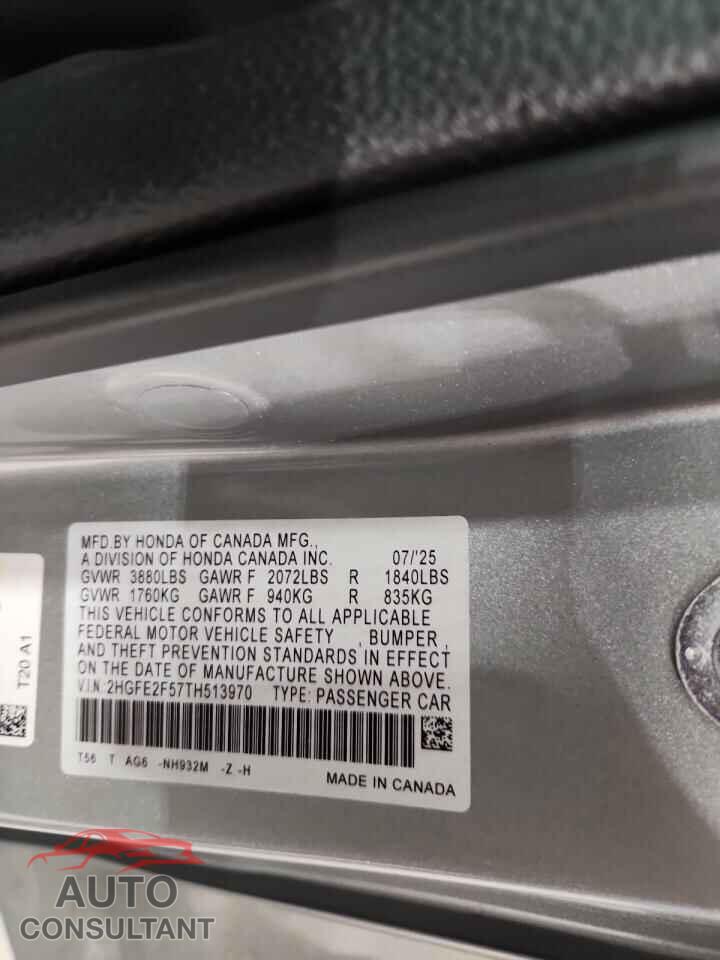 HONDA CIVIC 2026 - 2HGFE2F57TH513970