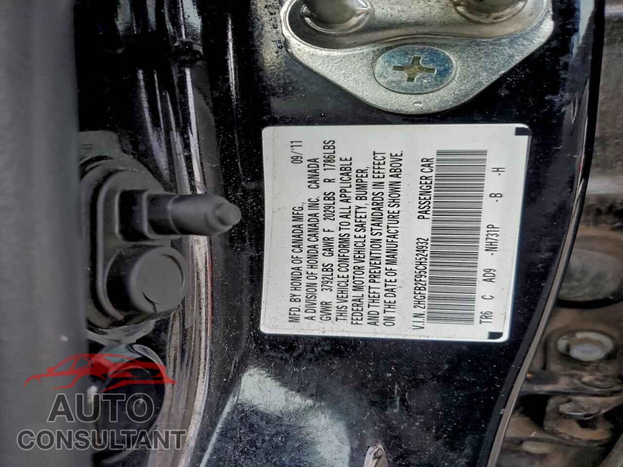 HONDA CIVIC 2012 - 2HGFB2F95CH524932