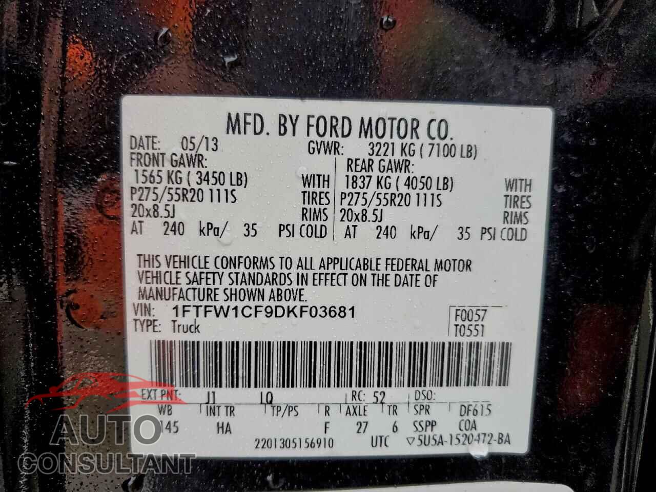 FORD F-150 2013 - 1FTFW1CF9DKF03681