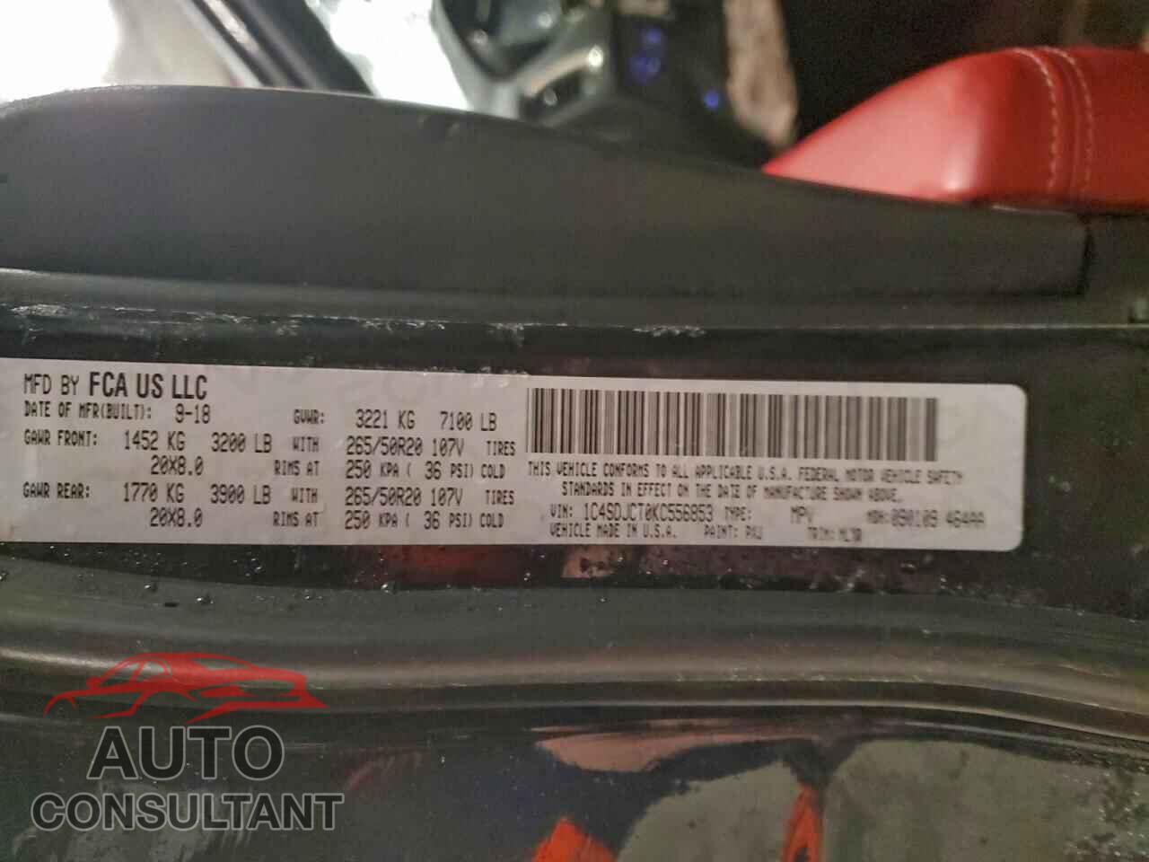DODGE DURANGO 2019 - 1C4SDJCT0KC556853