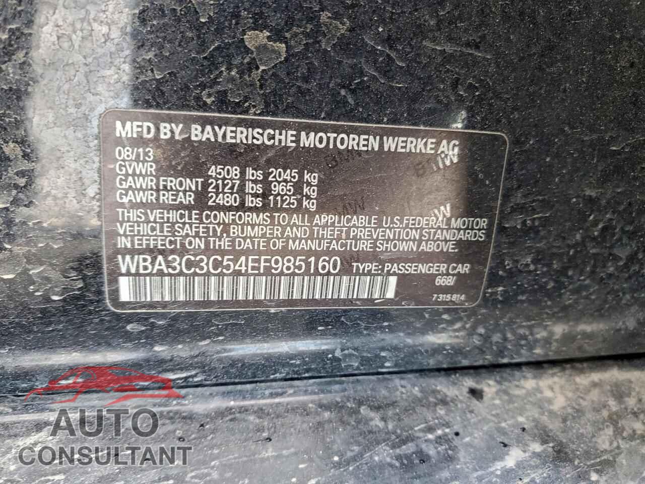 BMW 3 SERIES 2014 - WBA3C3C54EF985160