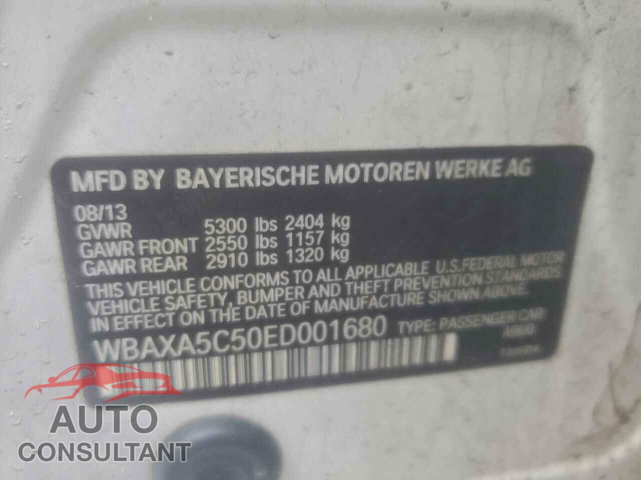 BMW 5 SERIES 2014 - WBAXA5C50ED001680