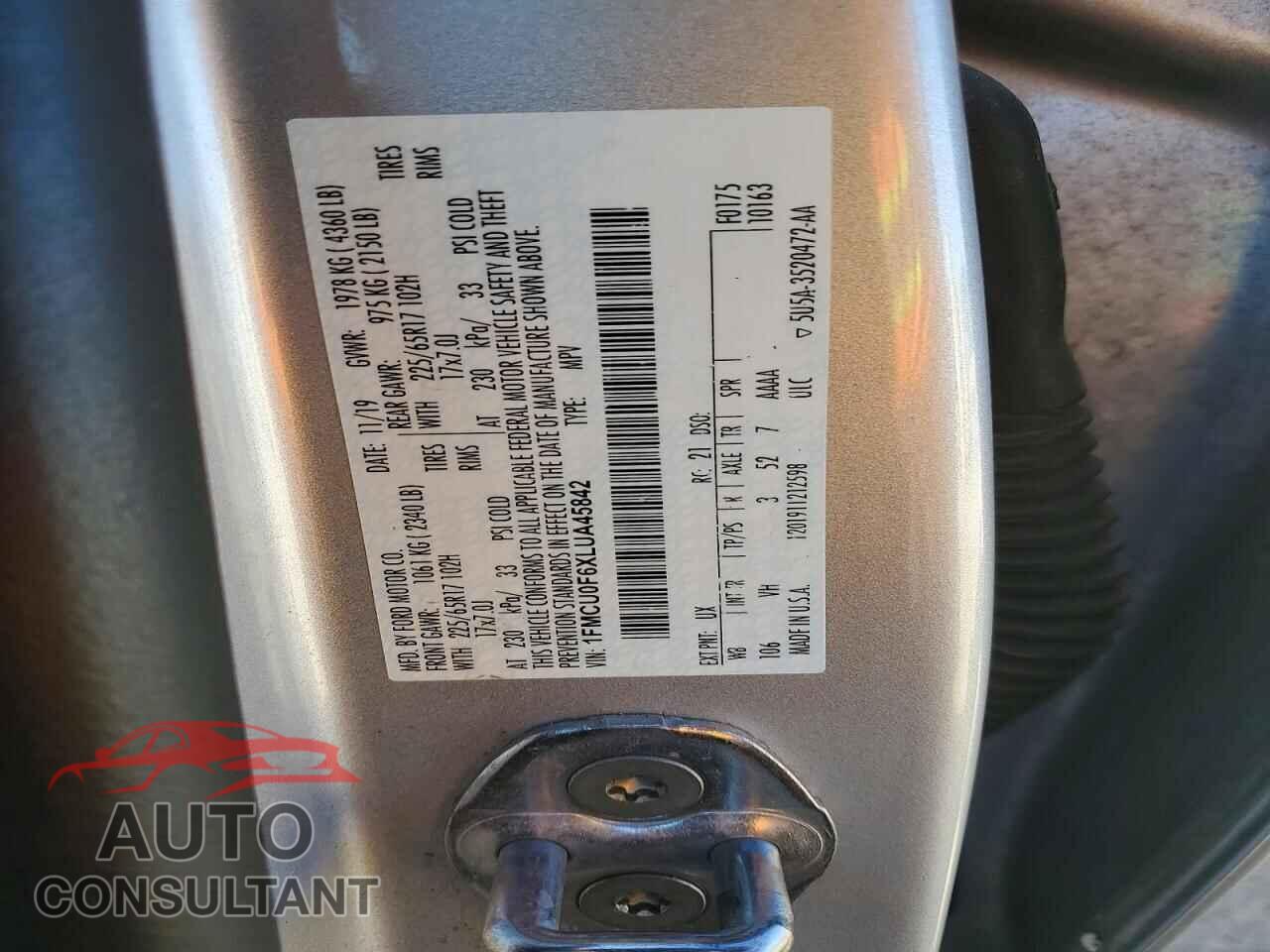 FORD ESCAPE 2020 - 1FMCU0F6XLUA45842