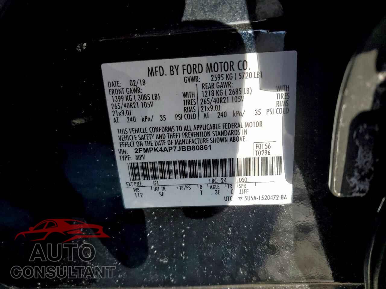 FORD EDGE 2018 - 2FMPK4AP7JBB80861