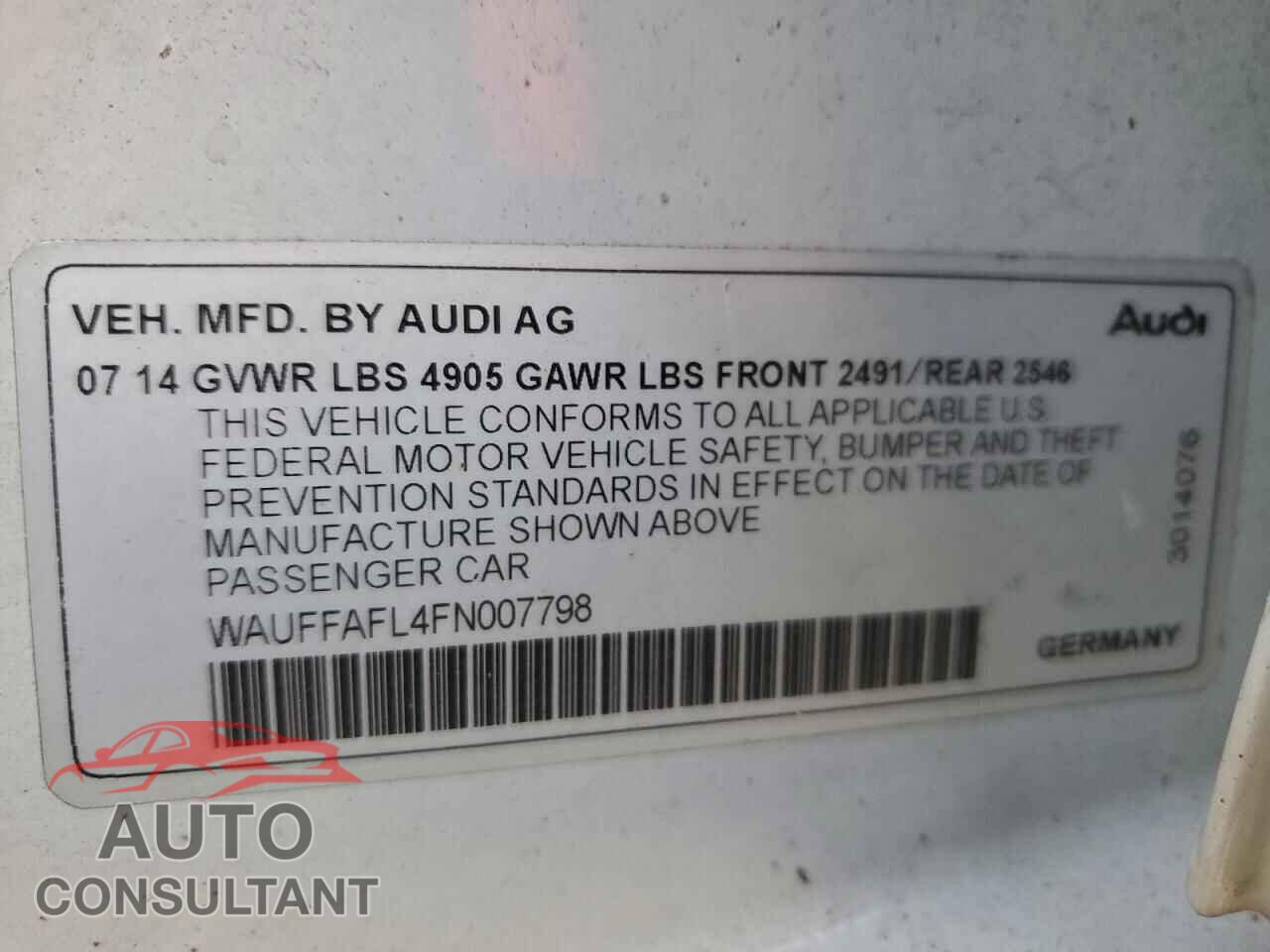 AUDI A4 2015 - WAUFFAFL4FN007798