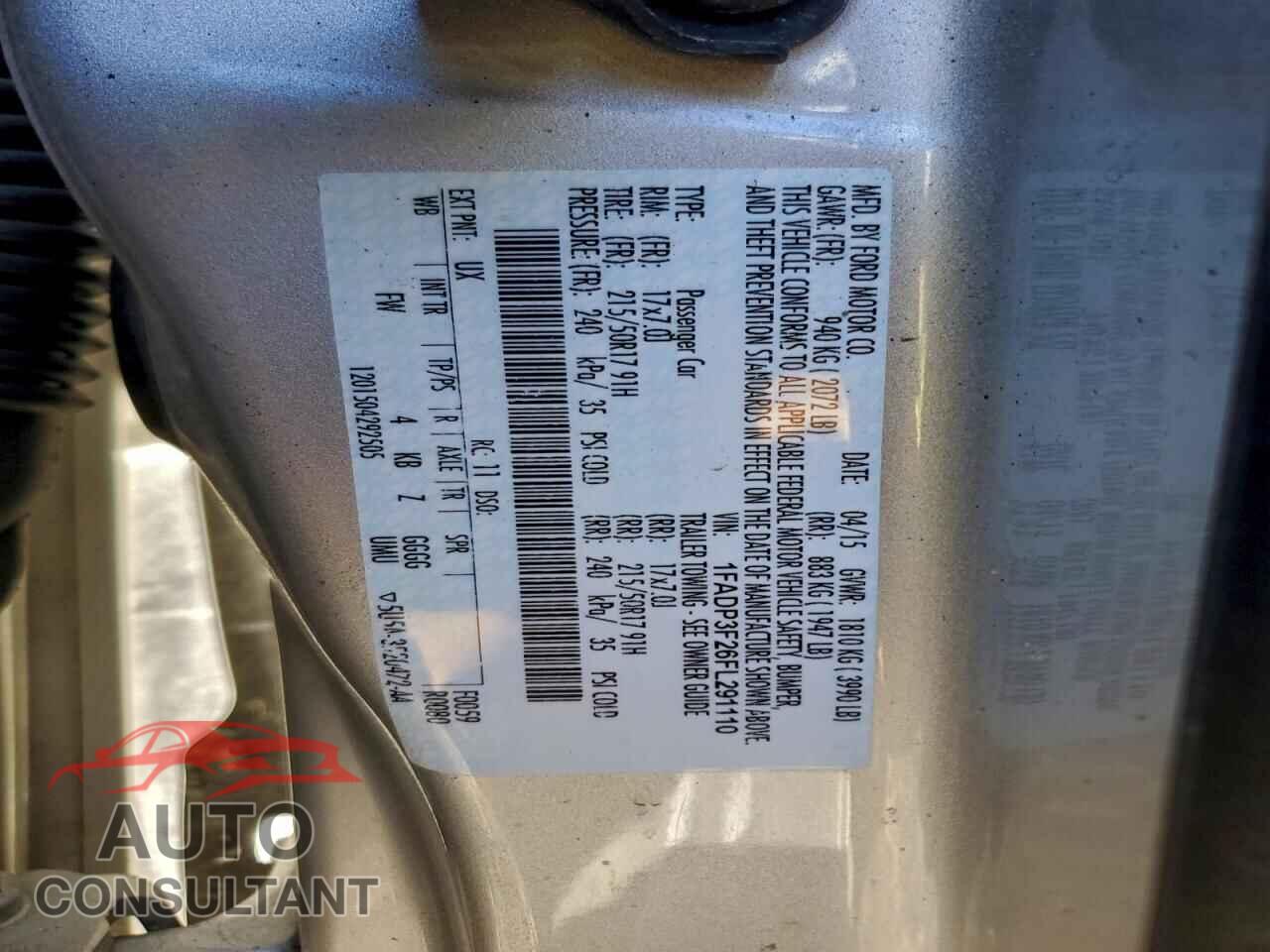 FORD FOCUS 2015 - 1FADP3F26FL291110