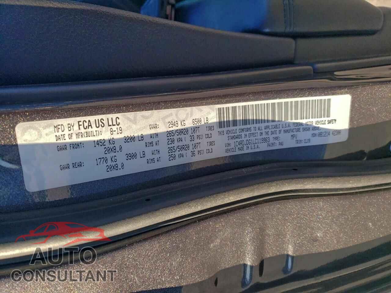 DODGE DURANGO 2020 - 1C4RDJDG1LC119963