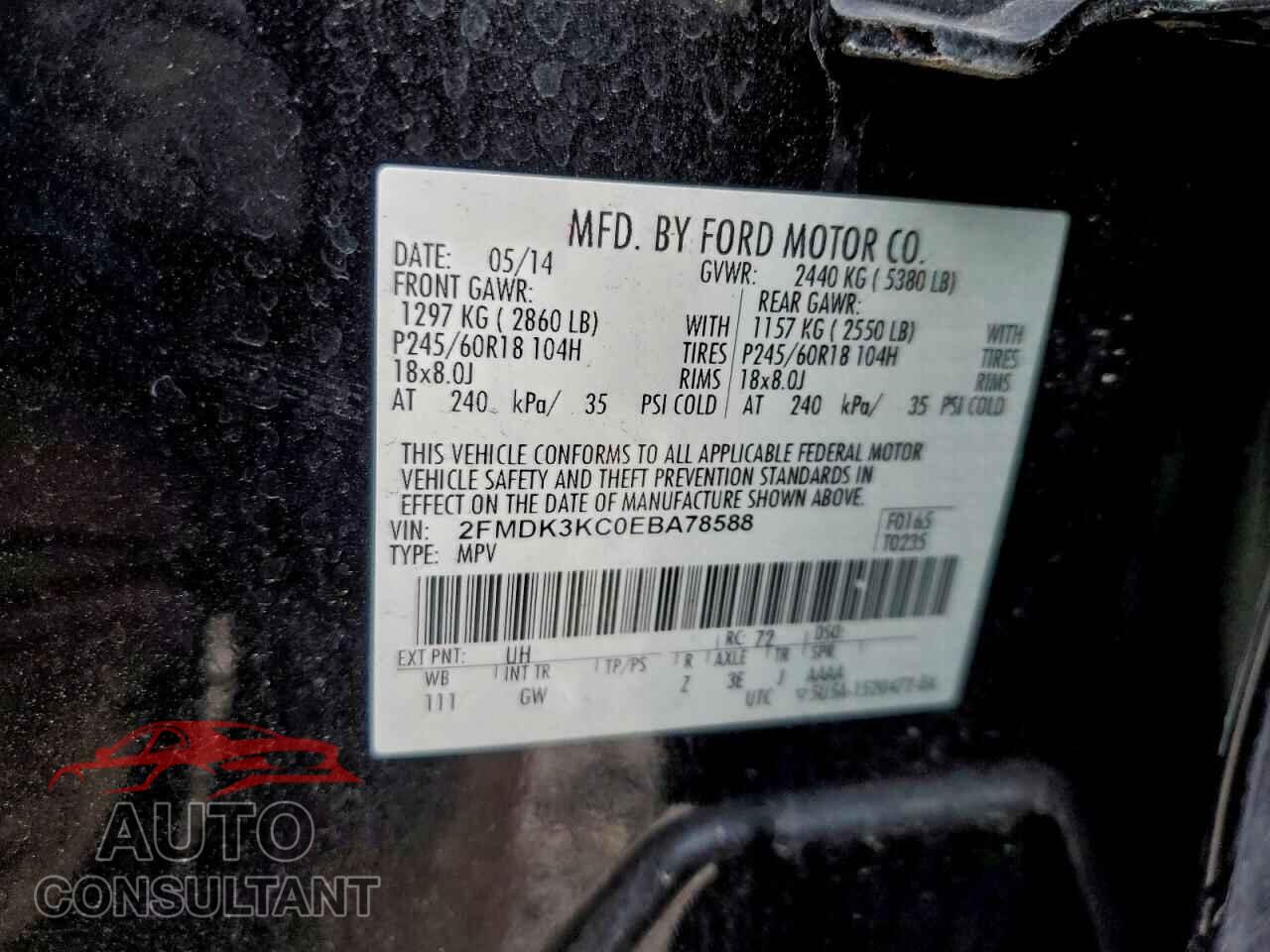 FORD EDGE 2014 - 2FMDK3KC0EBA78588