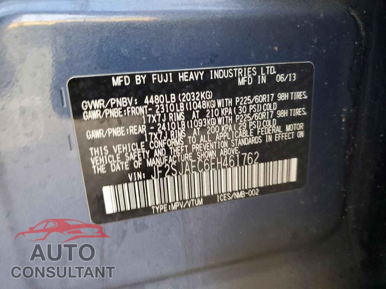 SUBARU FORESTER 2014 - JF2SJAEC6EH461762