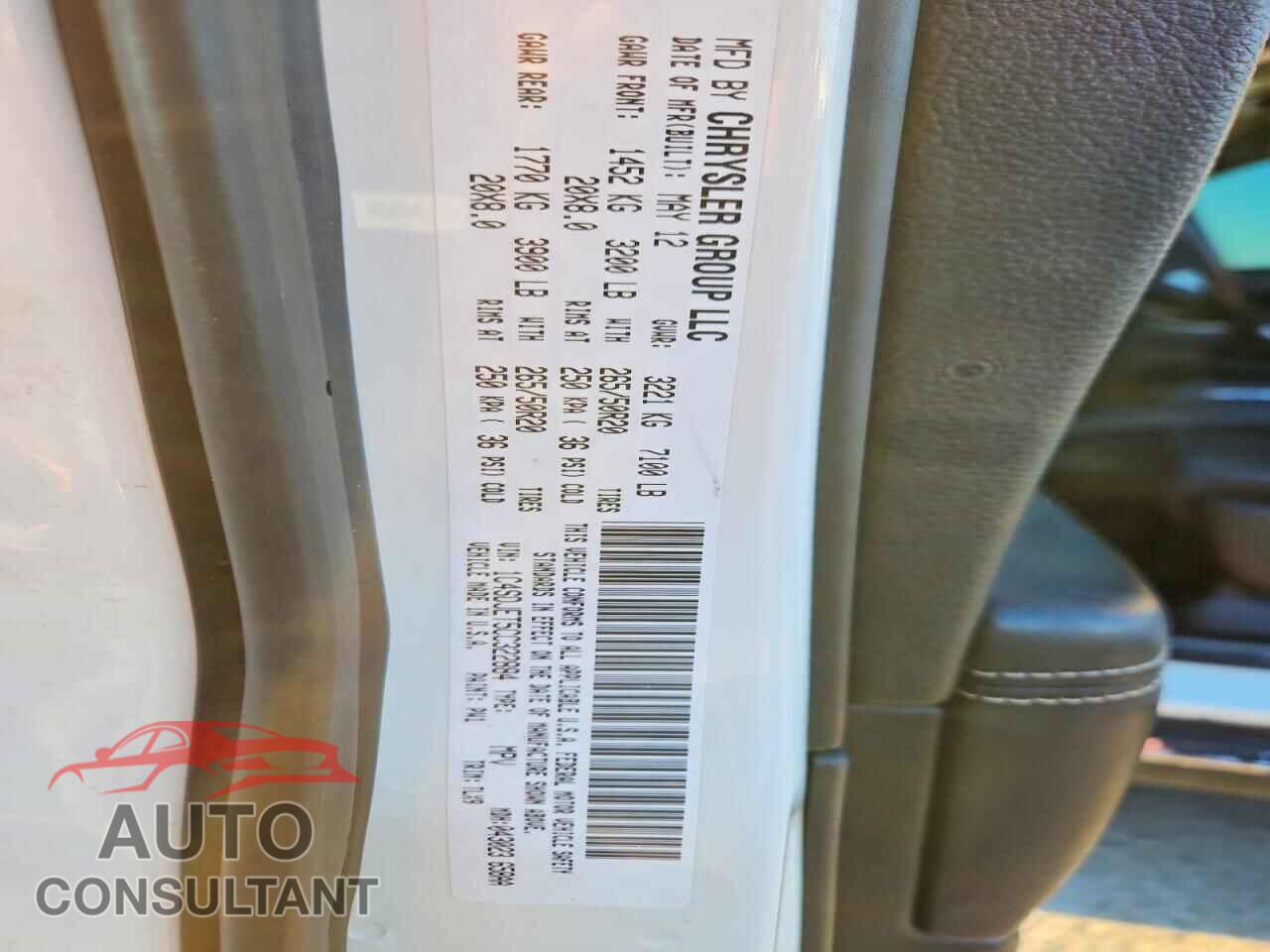 DODGE DURANGO 2012 - 1C4SDJET5CC322884