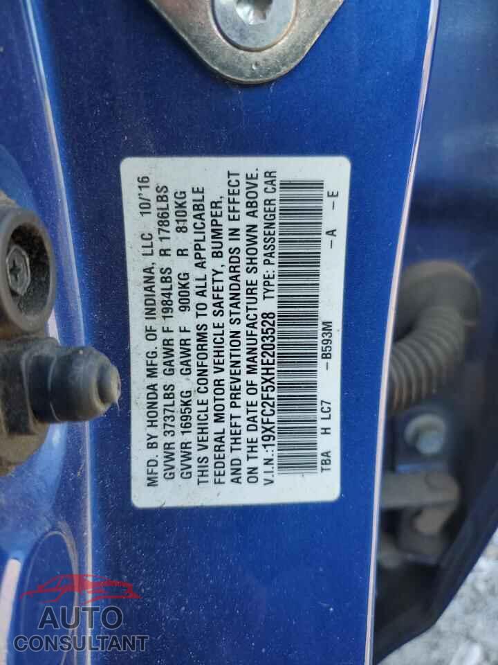 HONDA CIVIC 2017 - 19XFC2F5XHE203528