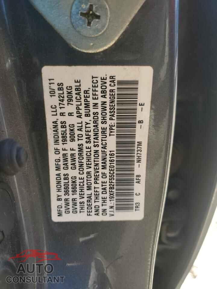 HONDA CIVIC 2012 - 19XFB2F55CE016161